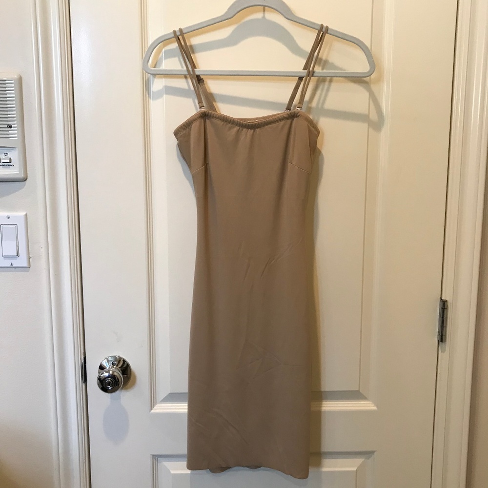 Short tan slip dress